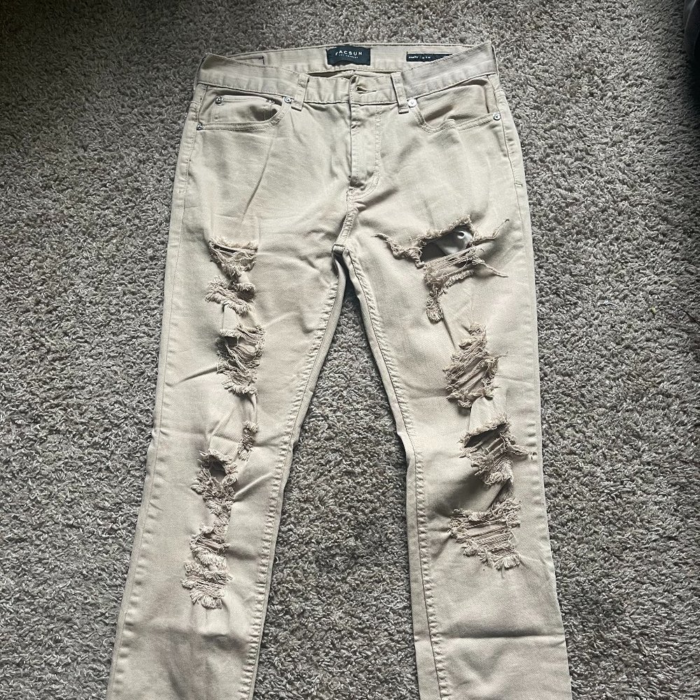 Men's Skinny Distressed Khaki Pants
